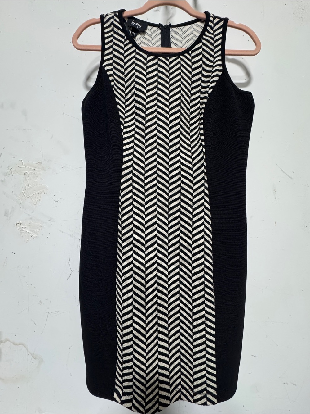 By & By Black Cream Chevron Bodycon Dress Size 13